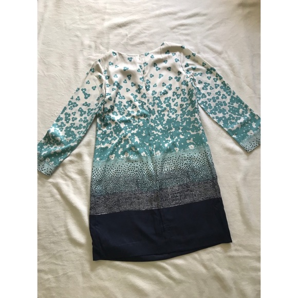 Boden Silk Floral Blue and Teal Shift Dress - Picture 2 of 4